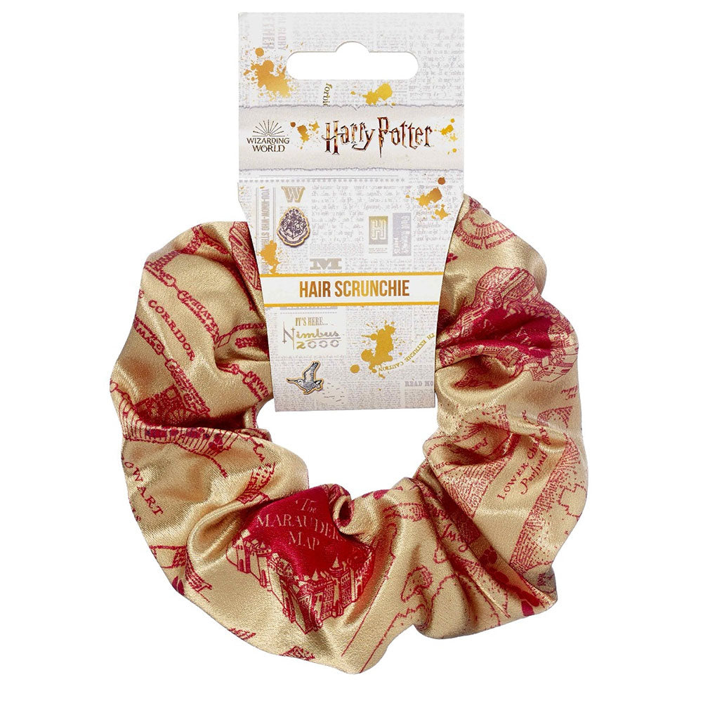 Harry Potter Inspired Marauders Map Design Satin Hair Scrunchie for Stylish Hair