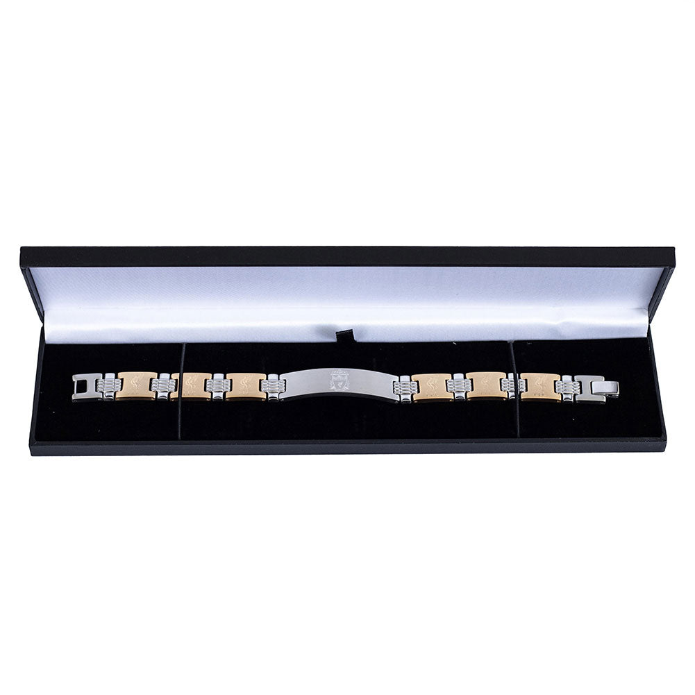 Stylish Liverpool FC Two - Colour Brushed Stainless Steel Link Bracelet