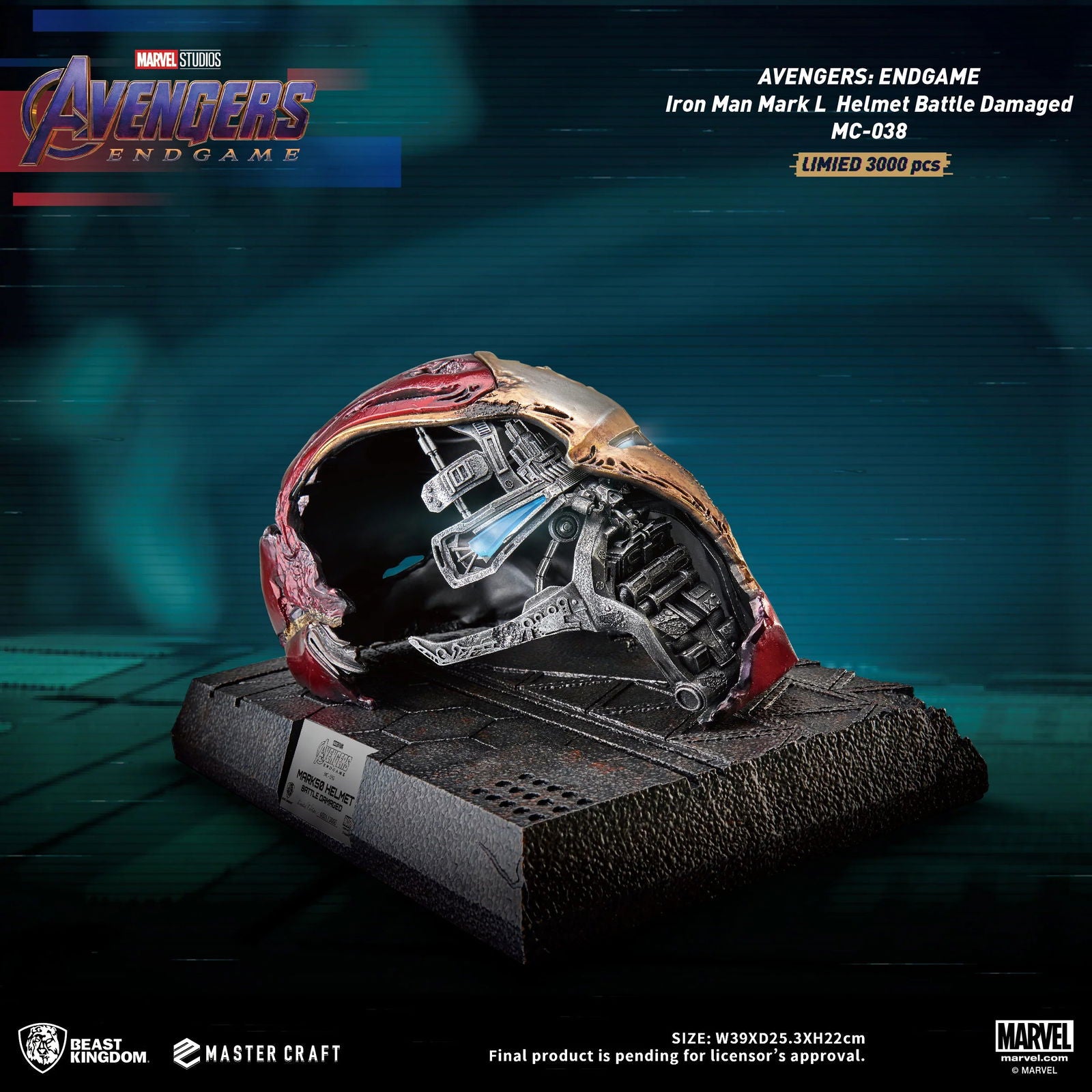 Beast Kingdom Limited Edition Master Craft Statue of Avengers Endgame Battle - Damaged Iron Man Mark - 50 Helmet
