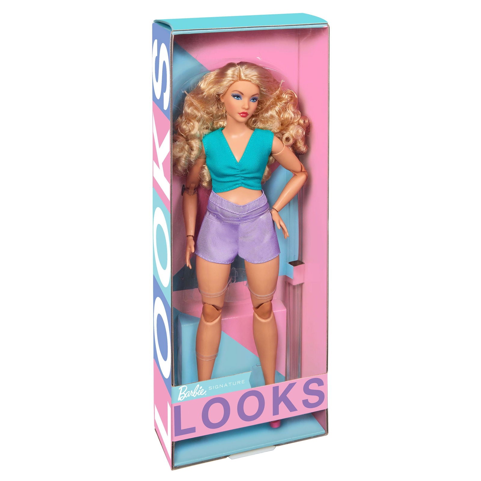 Barbie Signature Curvy Doll with Stunning Curly Blonde Hair and Trendy Looks