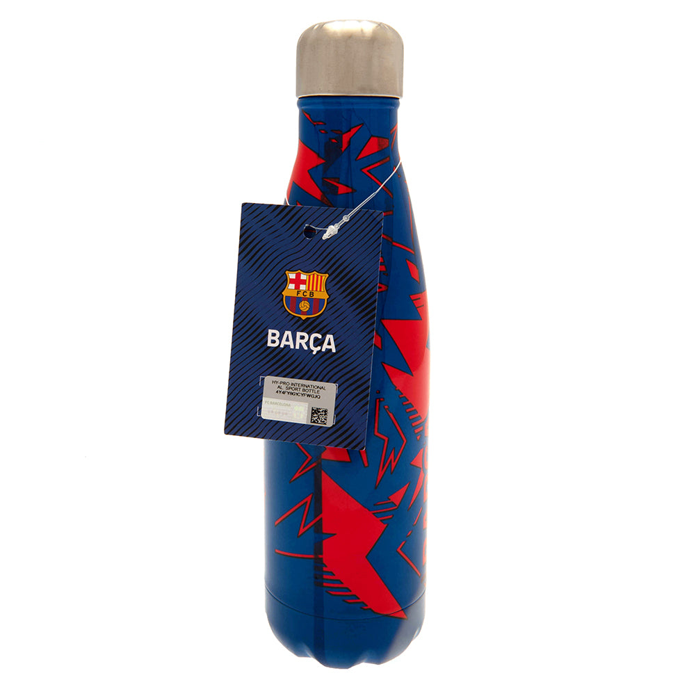 Blue FC Barcelona Flask with Red Fragment Pattern and Thermal Insulation