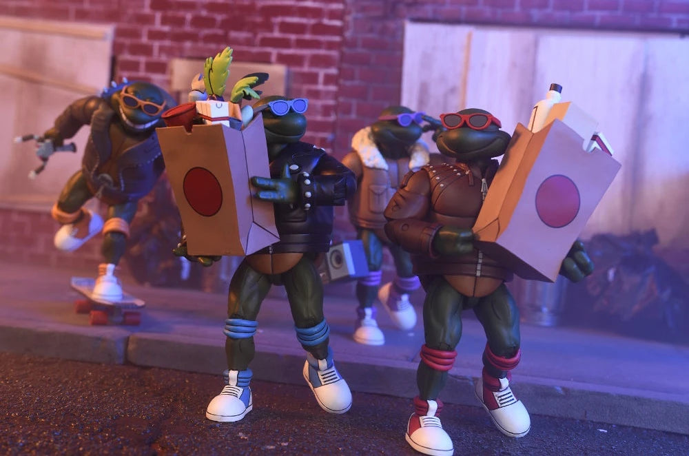NECA Collectible 7-Inch Scale Teenage Mutant Ninja Turtles Cartoon Themed Punk Turtles Four-Pack Action Figures