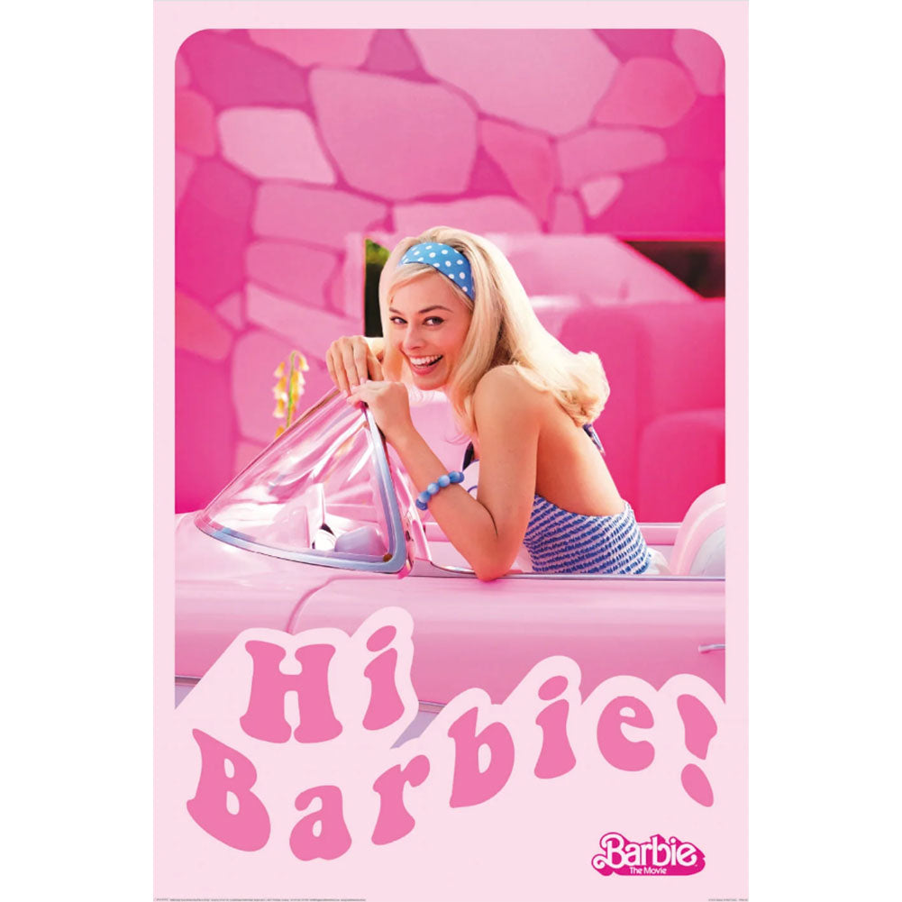 Large Rolled Barbie Movie Poster Featuring Barbie in Her C1 Corvette