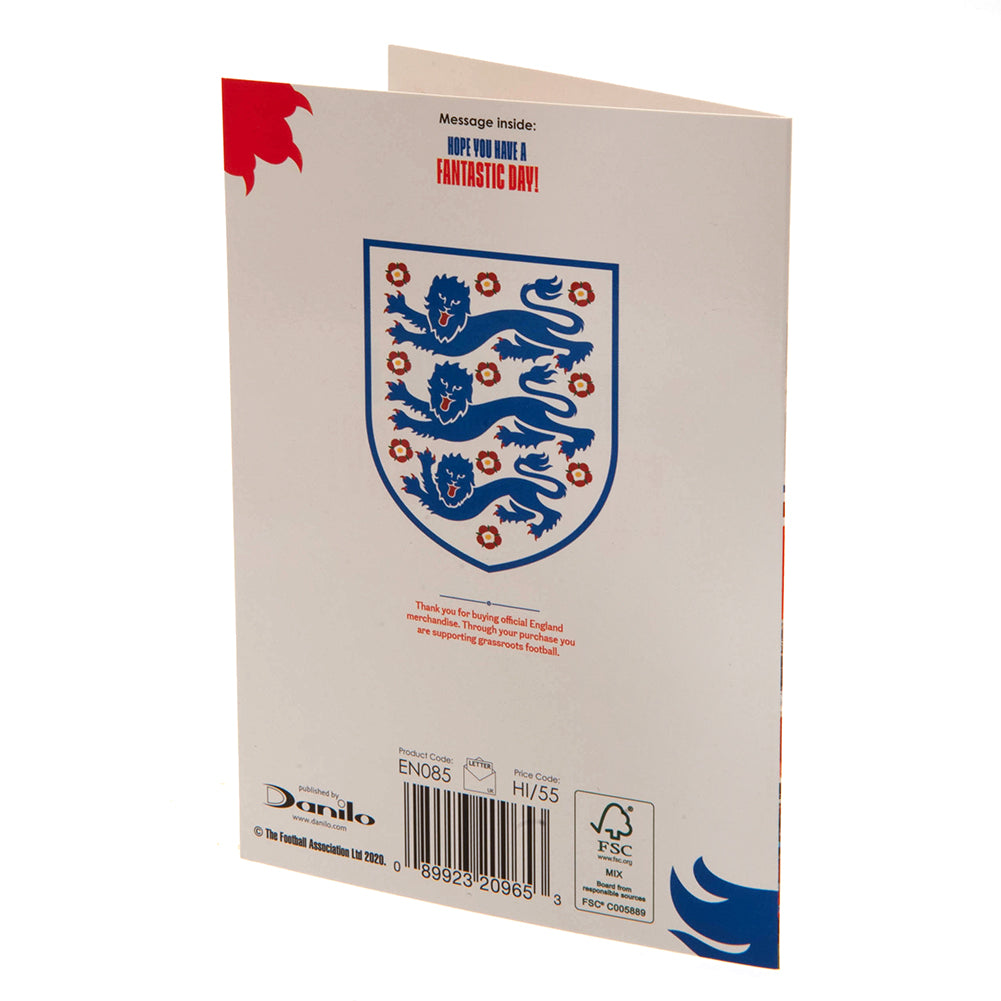 England Football Association Celebratory Birthday Card with Club Colours
