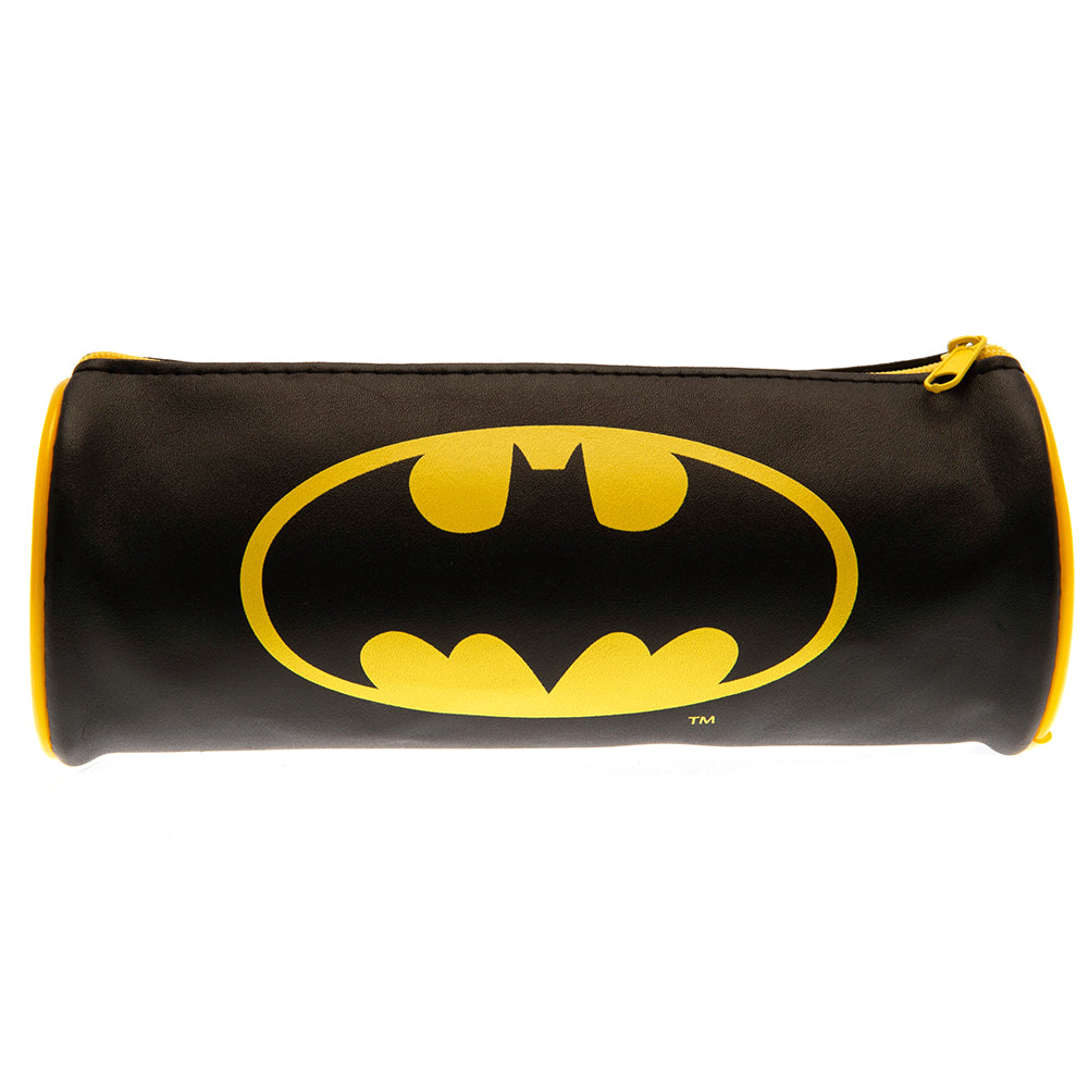 Batman-themed Cylindrical Zipped Pencil Case for Stationery Storage