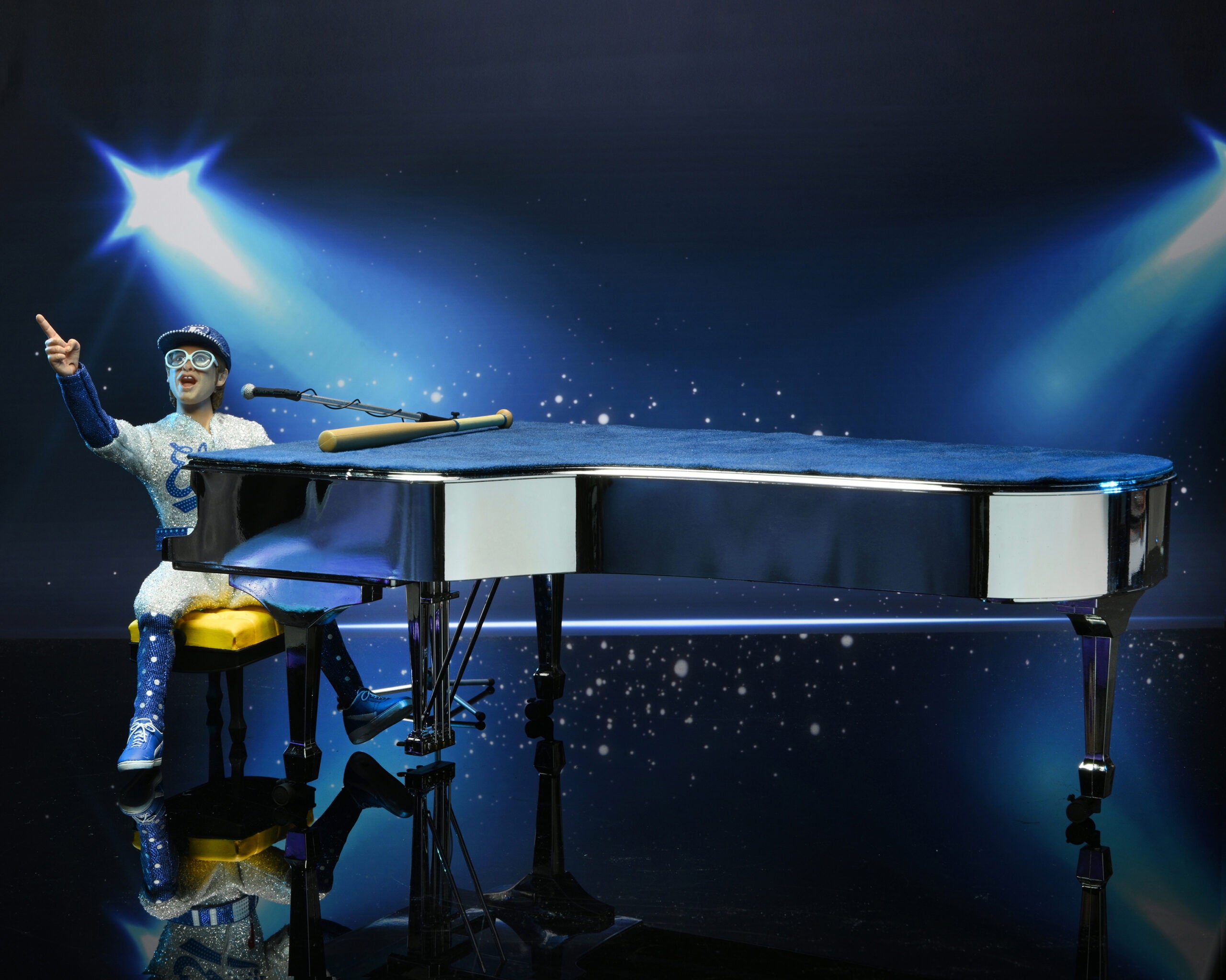 Elton John 8-Inch Deluxe Clothed Action Figure with Piano Inspired by His Live Performance in 1975