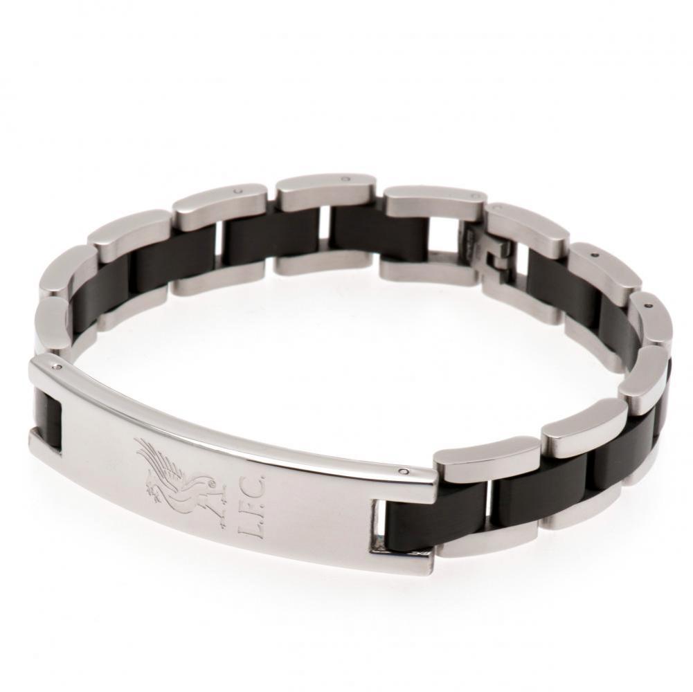 Stylish Liverpool FC Stainless Steel Black Inlay Bracelet for Fans