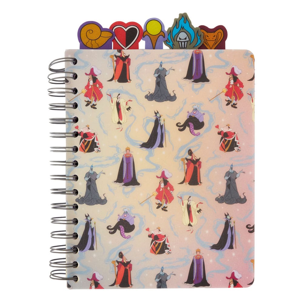 Disney Villains Themed Iridescent All-Over Printed Stationery Spiral Tab Loungefly Writing Journal for Creative Expression