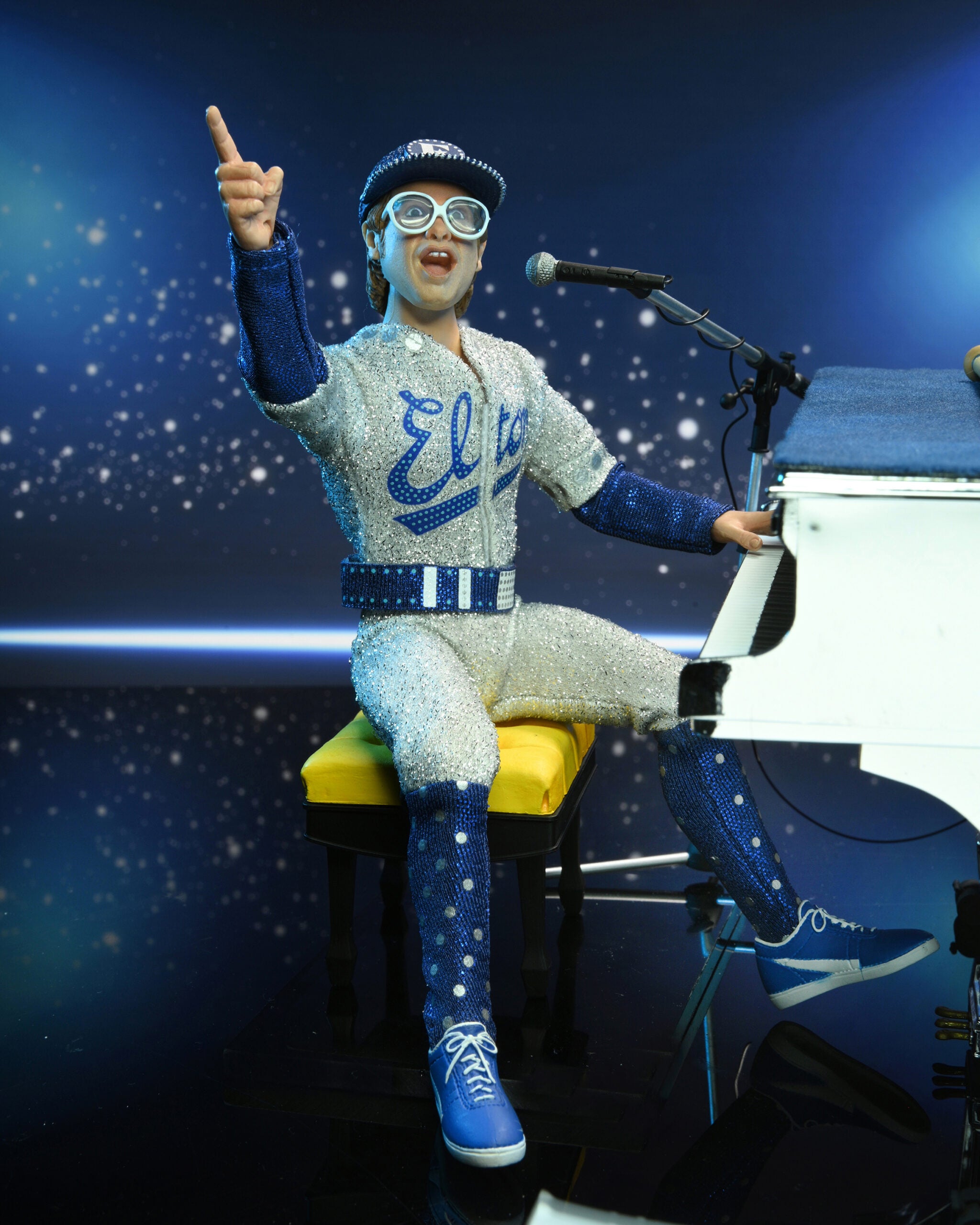 Elton John 8-Inch Deluxe Clothed Action Figure with Piano Inspired by His Live Performance in 1975