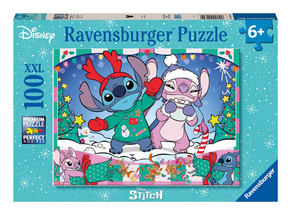 Extra-Large Disney Stitch and Angel Christmas-themed 100 Piece Jigsaw Puzzle for Kids