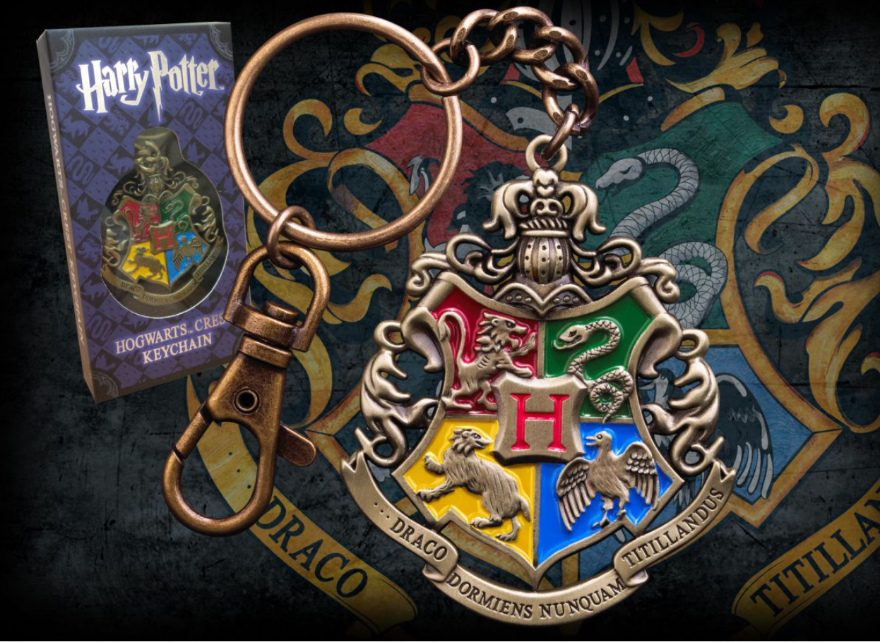 Officially Licensed Harry Potter Collectible Hogwarts Crest Metal Keychain for Fans