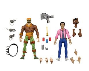 NECA Two - Piece Set of 7 - Inch Action Figures Featuring TMNT Cartoon Rat King and Vernon