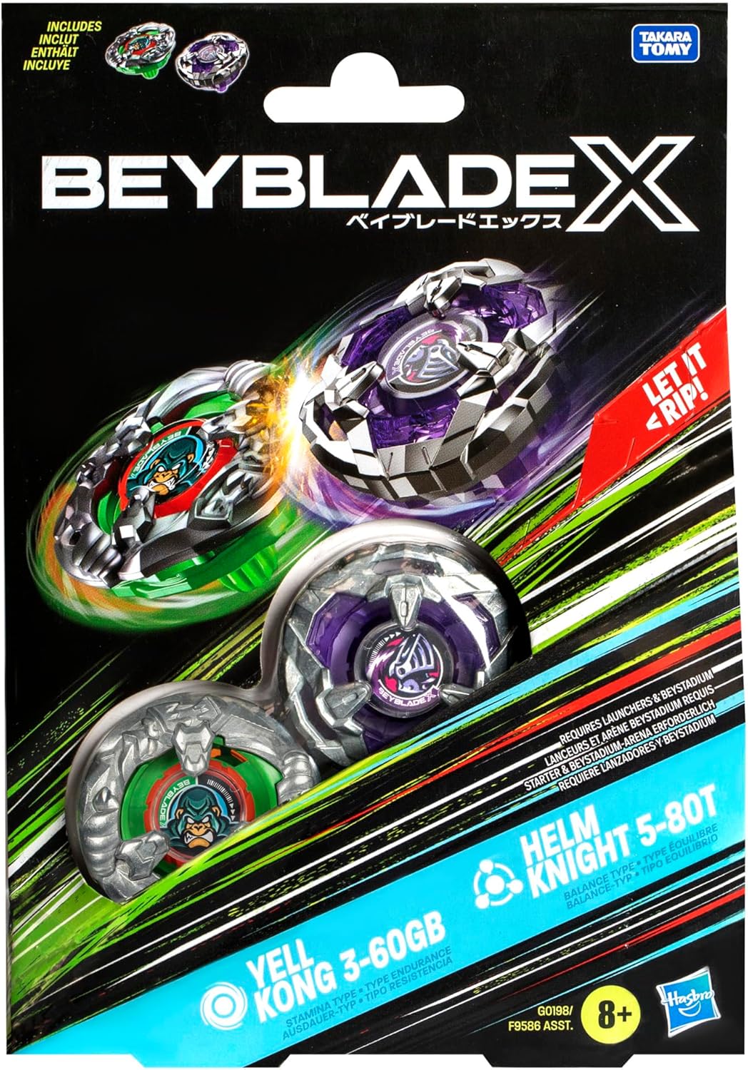 Beyblade X Dual Pack: Yell Kong 3-60GB & Helm Knight 5-80T High-Speed Tops