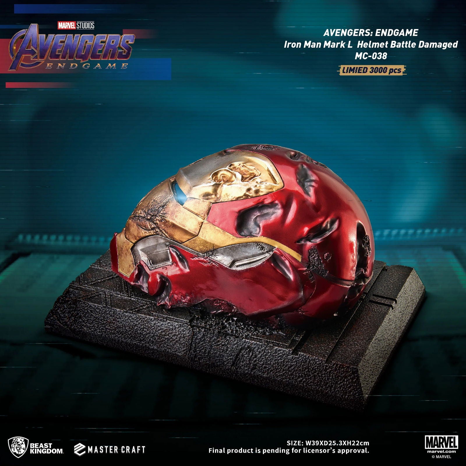 Beast Kingdom Limited Edition Master Craft Statue of Avengers Endgame Battle - Damaged Iron Man Mark - 50 Helmet
