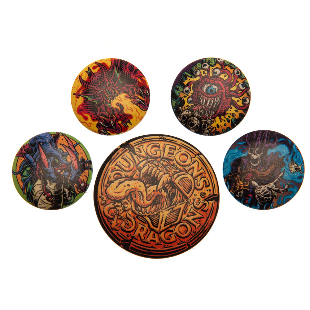 Collectible Dungeons & Dragons Button Badge Set for School Bags and Clothing