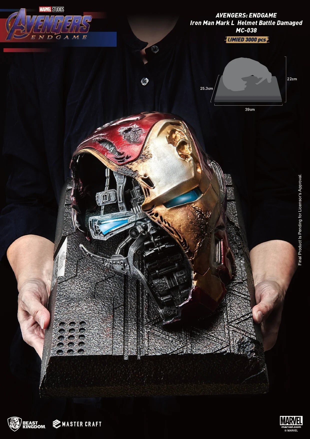 Beast Kingdom Limited Edition Master Craft Statue of Avengers Endgame Battle - Damaged Iron Man Mark - 50 Helmet