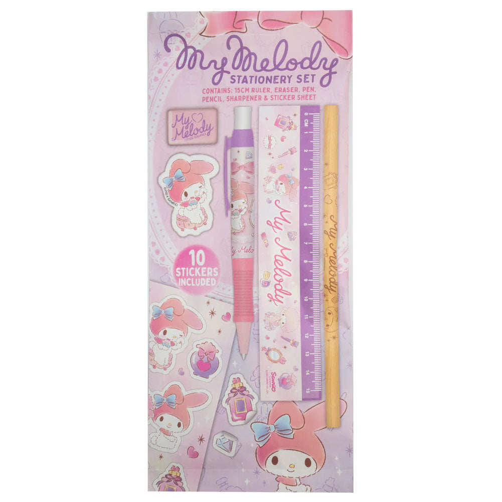 Colorful My Melody Themed 6-Piece Stationery Set for Daily Use