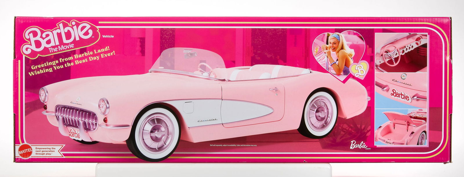 Collectible Barbie The Movie Inspired Pink Chevrolet Corvette Convertible Toy Car