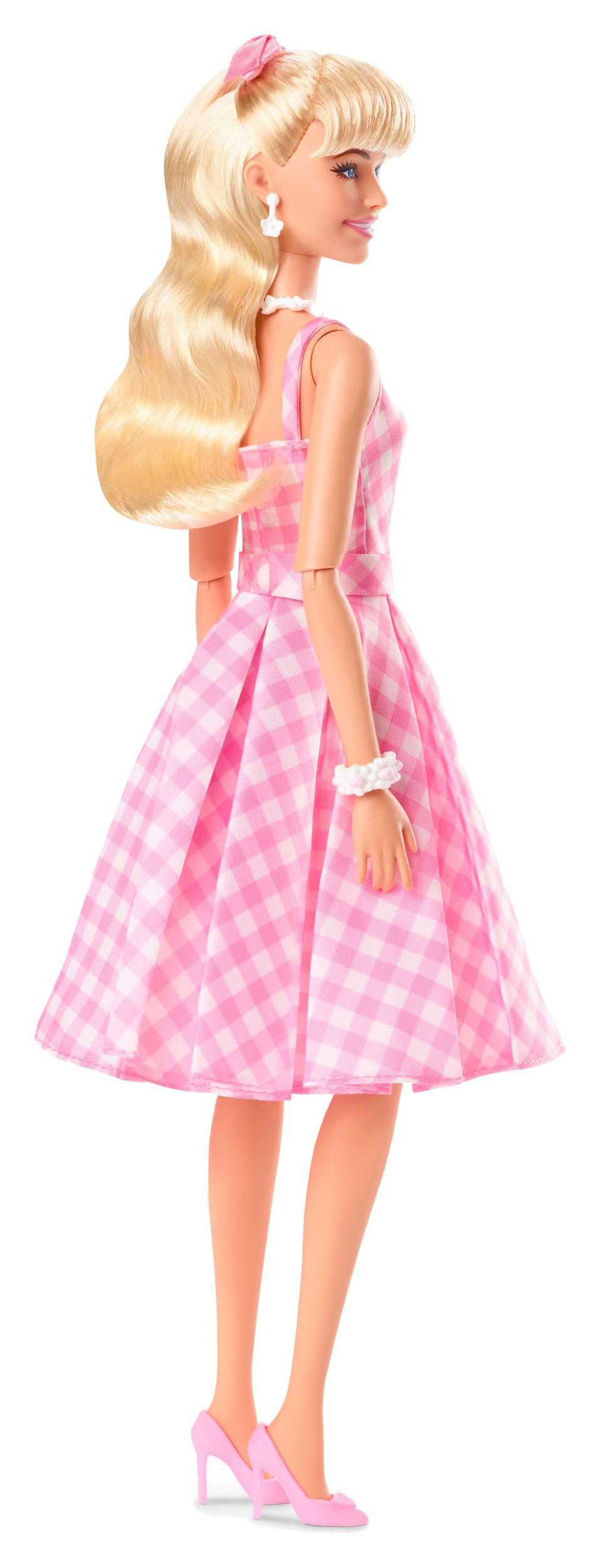 Margot Robbie as Barbie in a Charming Pink Gingham Dress from Barbie The Movie