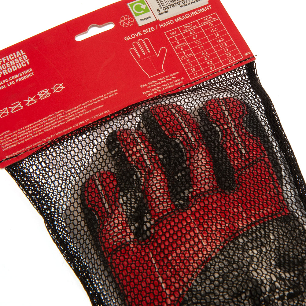 Youth-Sized Liverpool FC Goalkeeper Gloves with Red Delta Design