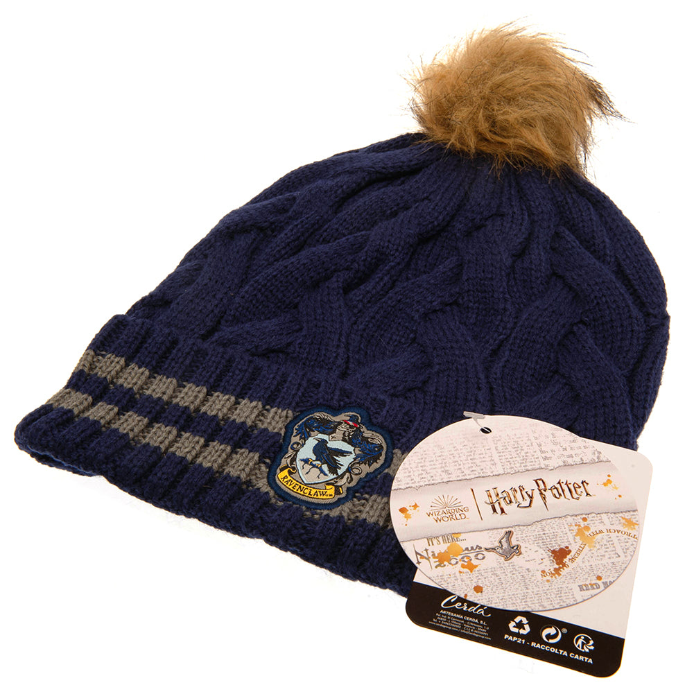 Harry Potter Themed Bobble Beanie Hat for Adults - Ravenclaw Style