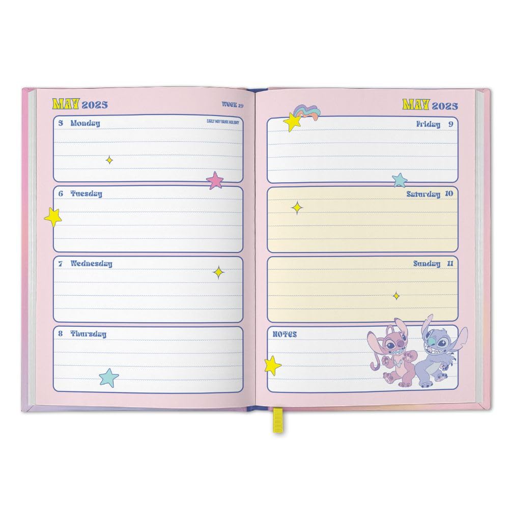 2025 Colorful A5 Lilo & Stitch Hardback Weekly View Diary