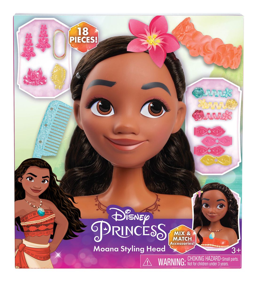 Disney Princess Moana Doll with Long Black Hair and 13 Styling Accessories