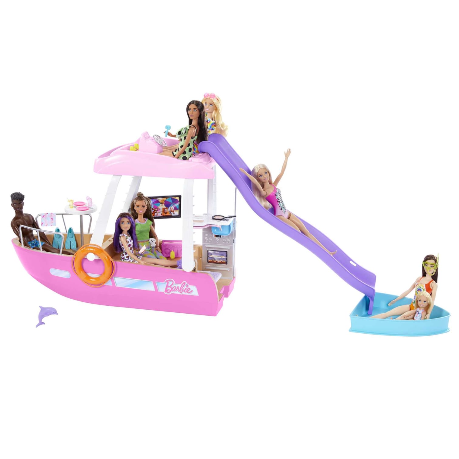 Barbie's 3 - Foot Wide Ocean - Themed Dream Boat Playset with 20+ Pieces
