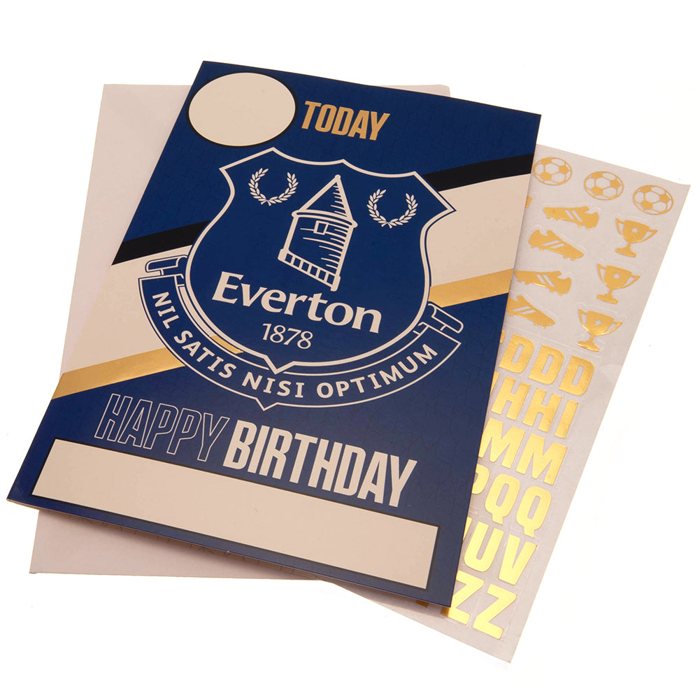 Everton FC Personalizable Birthday Card with Gold Stickers