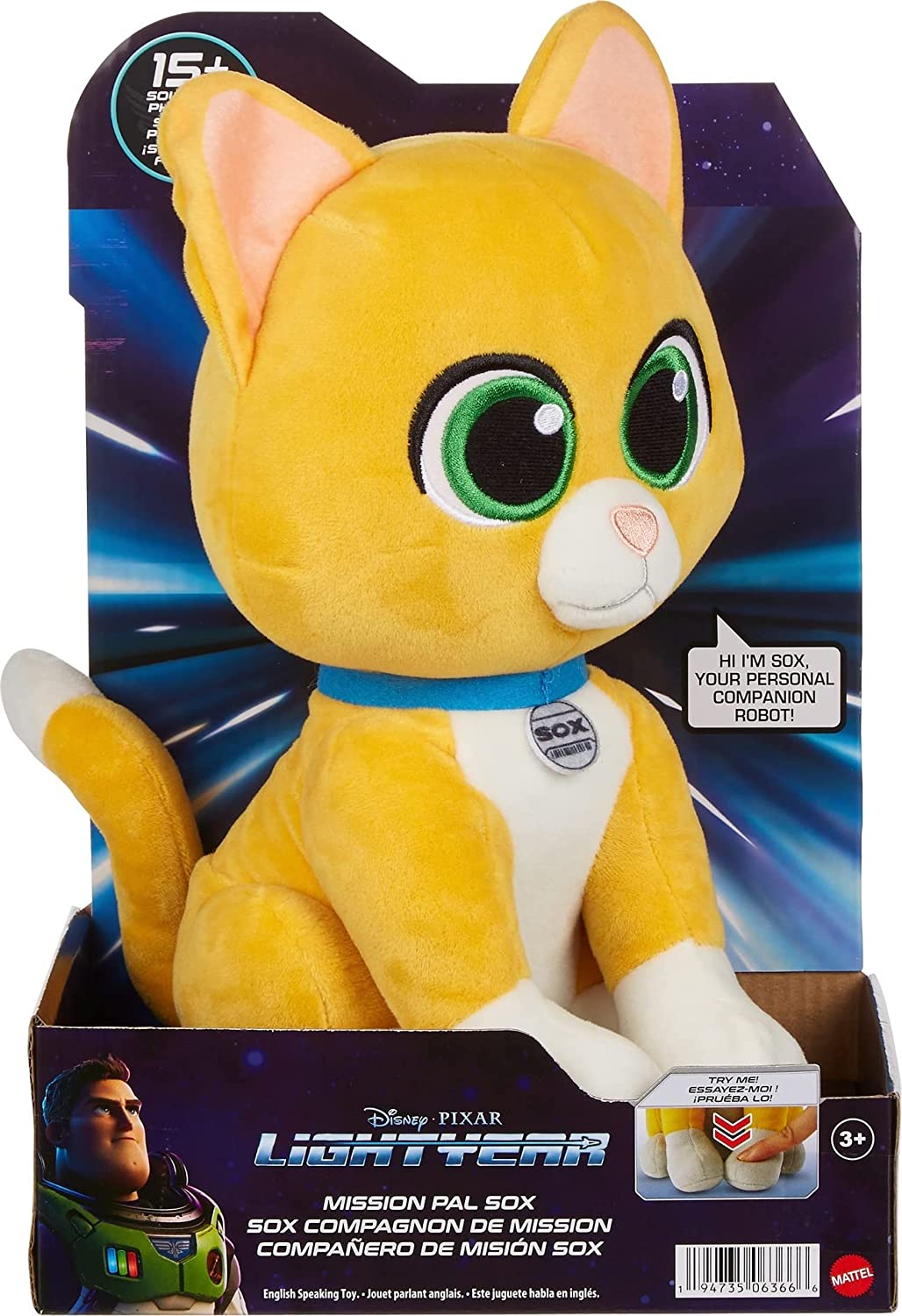 Disney Pixar Lightyear Mission Pal Sox Interactive Talking Plush Toy for Kids