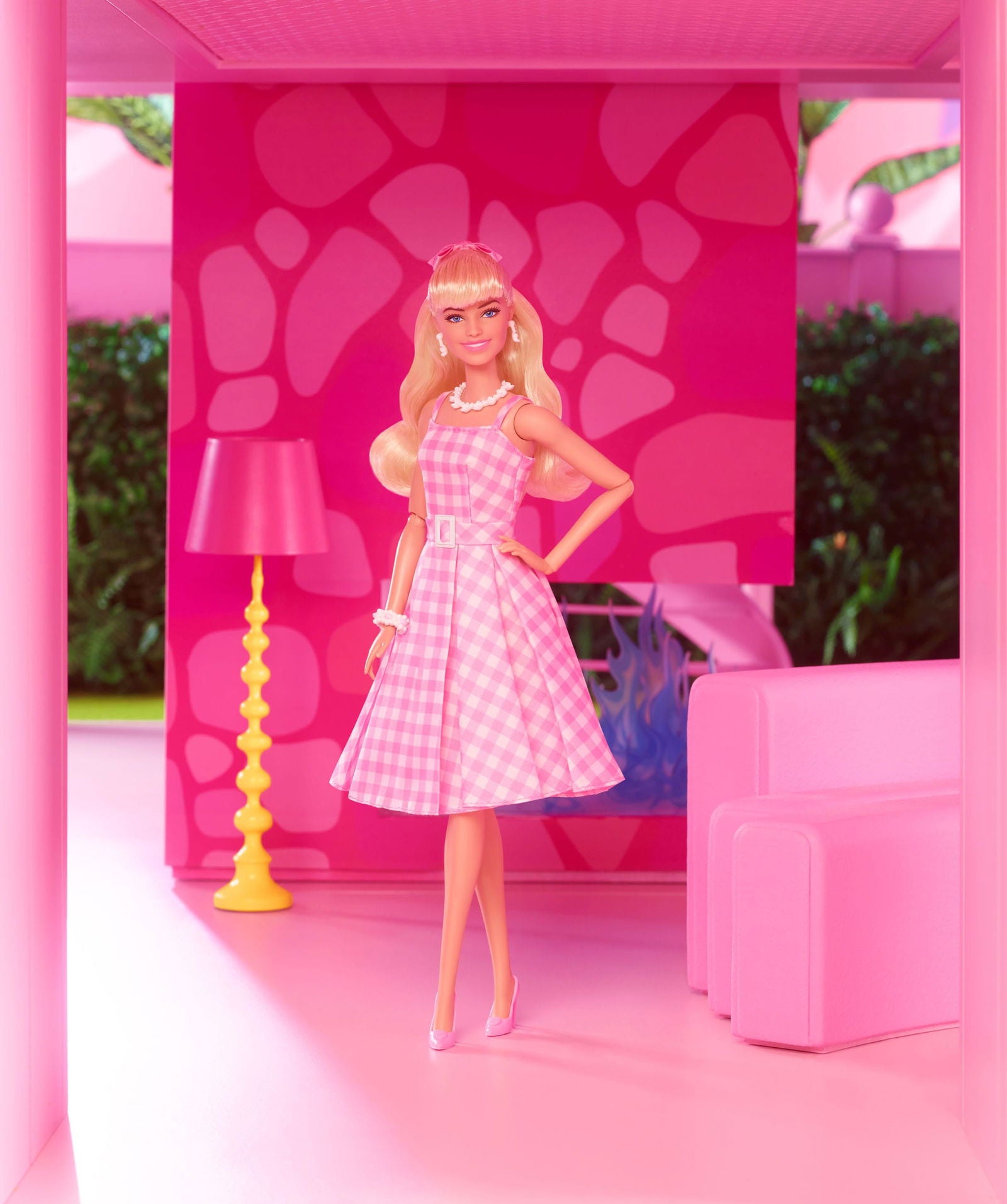Margot Robbie as Barbie in a Charming Pink Gingham Dress from Barbie The Movie