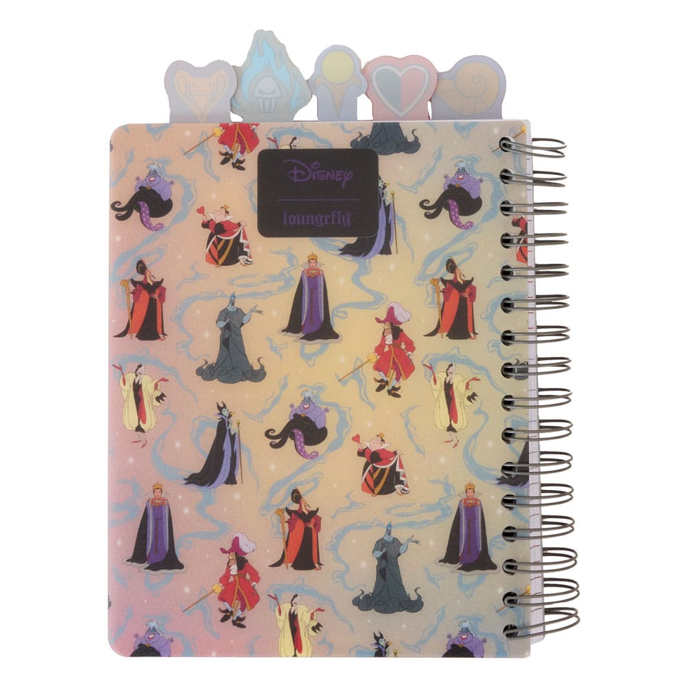 Disney Villains Themed Iridescent All-Over Printed Stationery Spiral Tab Loungefly Writing Journal for Creative Expression