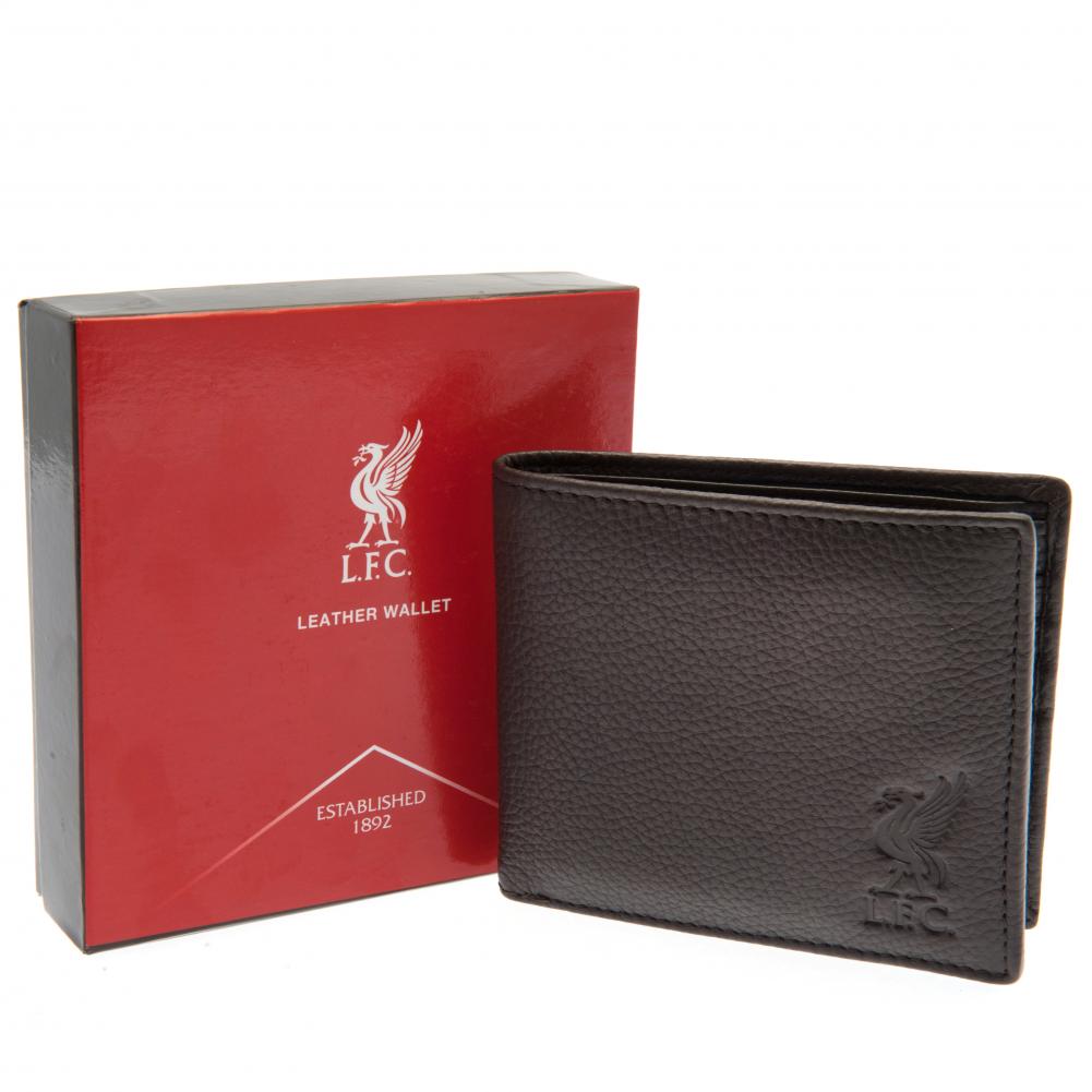 Authentic Liverpool FC Brown Leather Wallet with Embossed Crest