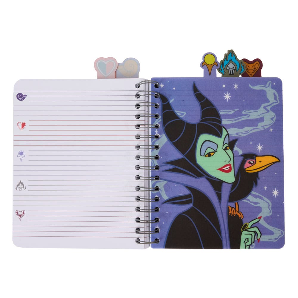 Disney Villains Themed Iridescent All-Over Printed Stationery Spiral Tab Loungefly Writing Journal for Creative Expression