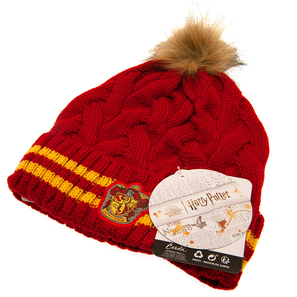 Gryffindor Harry Potter Style Knitted Bobble Beanie for Adults