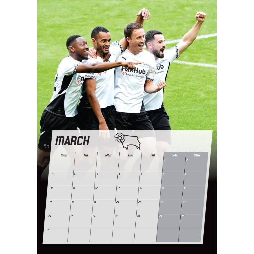 2025 Derby County FC A3 Wall Calendar with Player Photos
