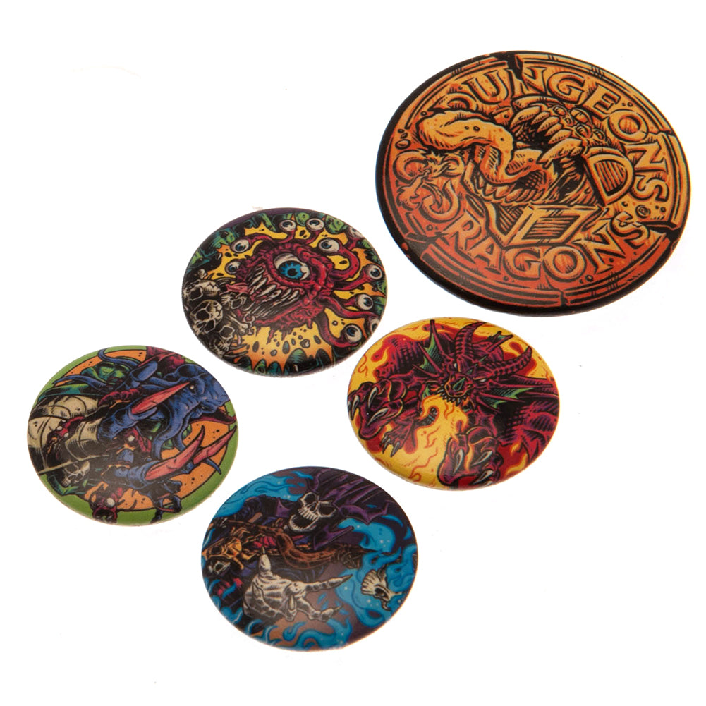Collectible Dungeons & Dragons Button Badge Set for School Bags and Clothing