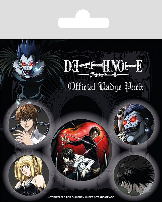 Death Note Collectible Pin-Back Button Set of 5 Featuring Various Characters