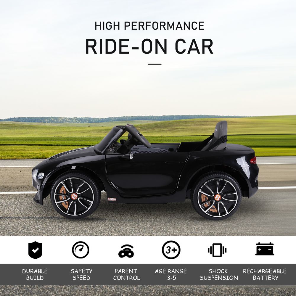 Black Electric Powered Ride - on Car for Kids in Bentley Style