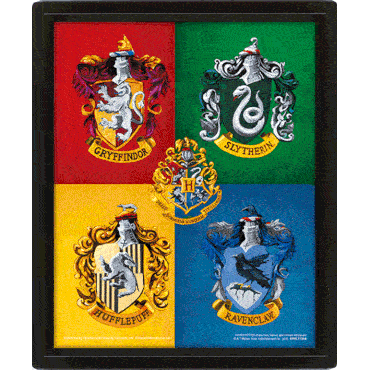 Framed 3D Lenticular Harry Potter Picture Featuring Moving House Crests