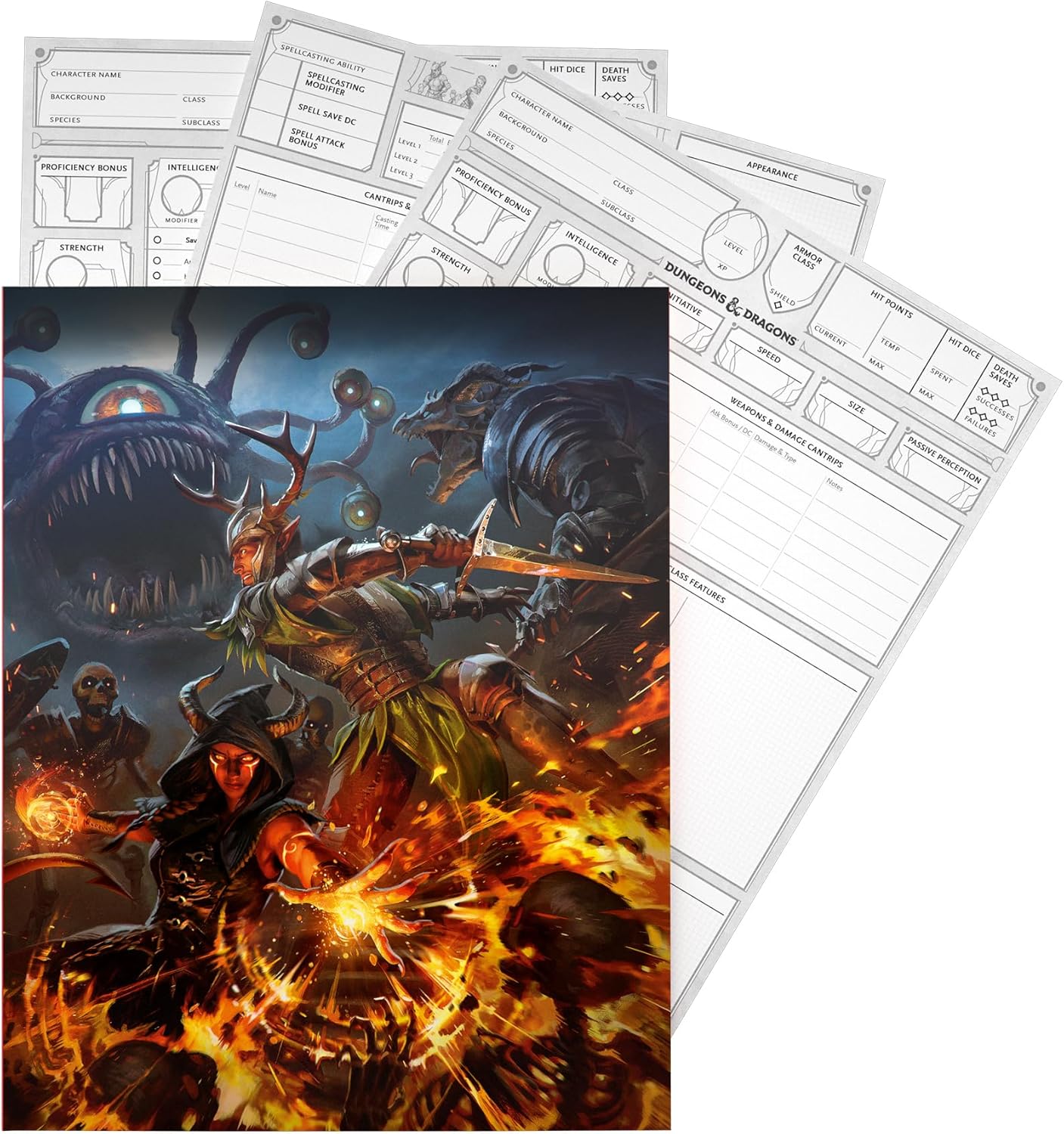 2024 Updated Dungeons & Dragons Character Sheets Set with 50 Sheets