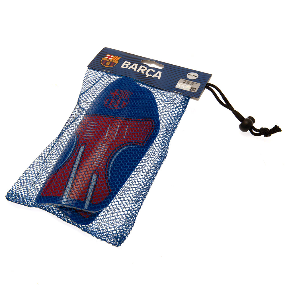 FC Barcelona Youth-sized Shin Guards for Soccer