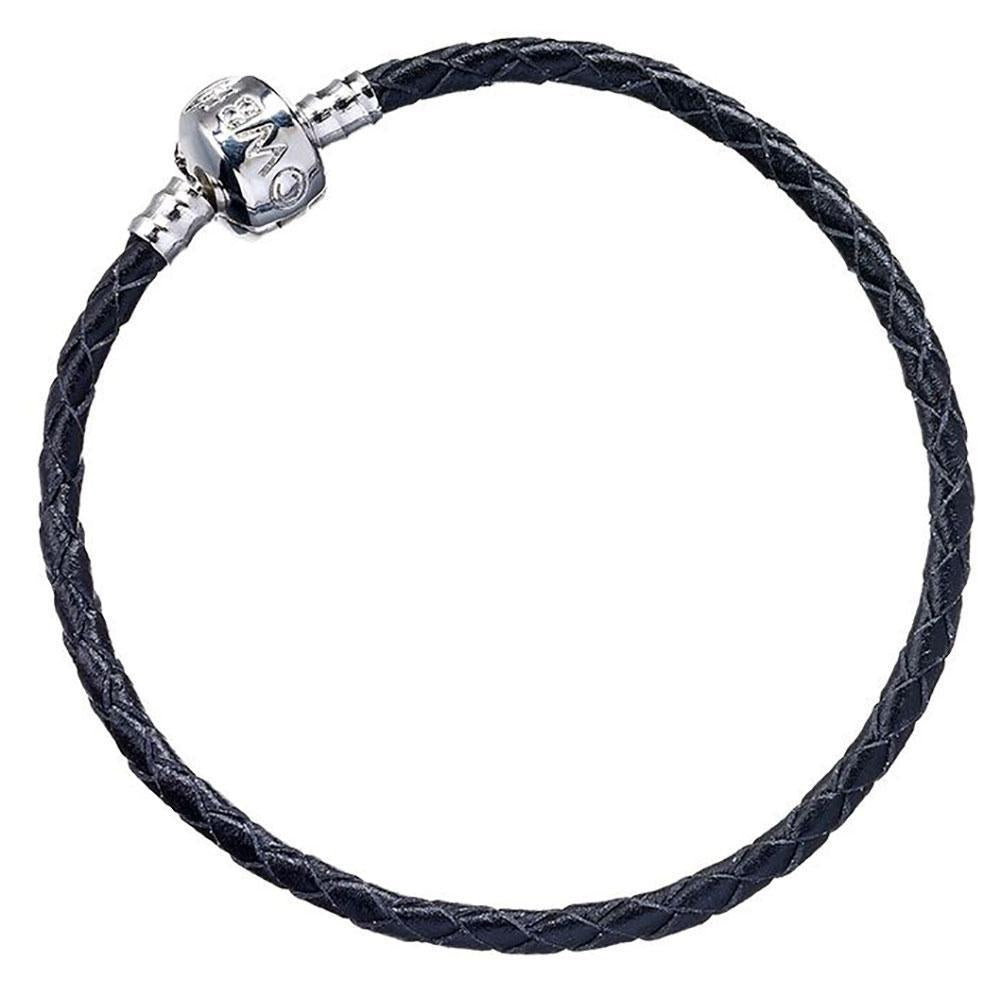 Stylish Black Leather Charm Bracelet in Small Size for Harry Potter Fans