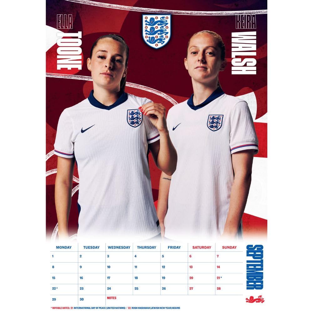 2025 England Lionesses A3 Wall Calendar with Favourite Women's FA Players