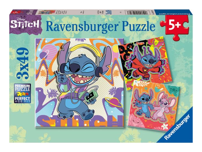 Disney Stitch 49-Piece Jigsaw Puzzle Set of 3 - Ideal Kids' Puzzle for Children