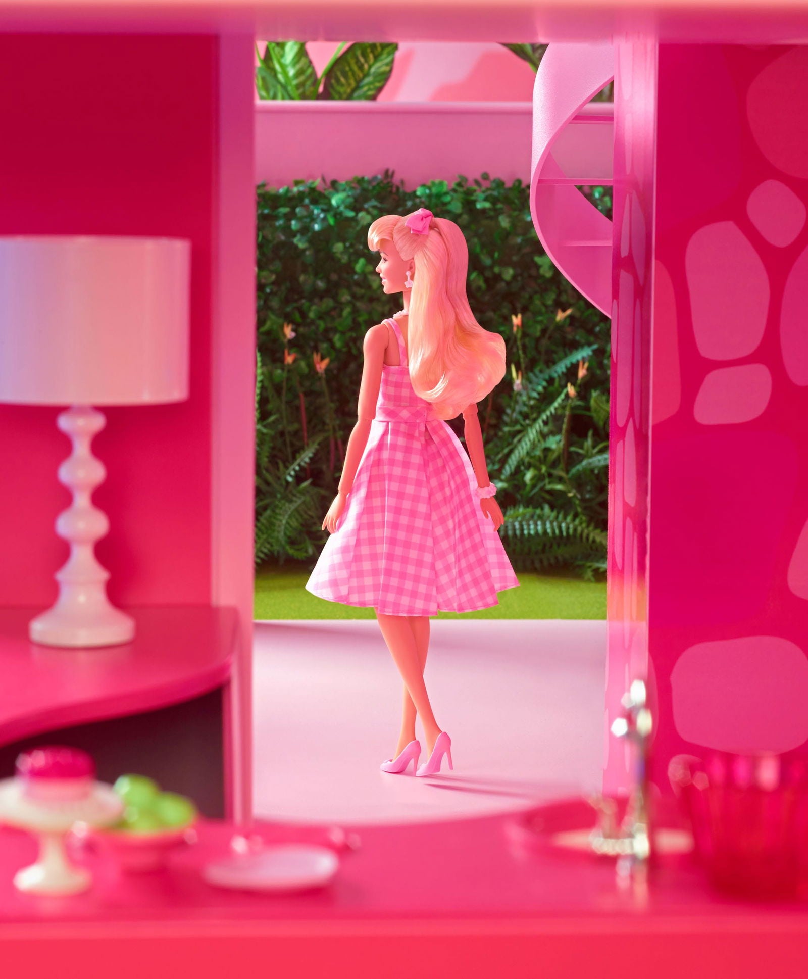 Margot Robbie as Barbie in a Charming Pink Gingham Dress from Barbie The Movie