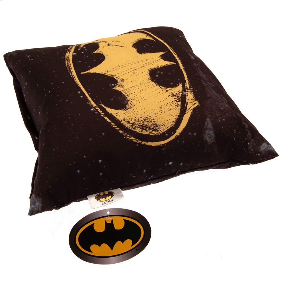 Distressed Batman Logo Black Polyester Square Cushion (40cm x 40cm)