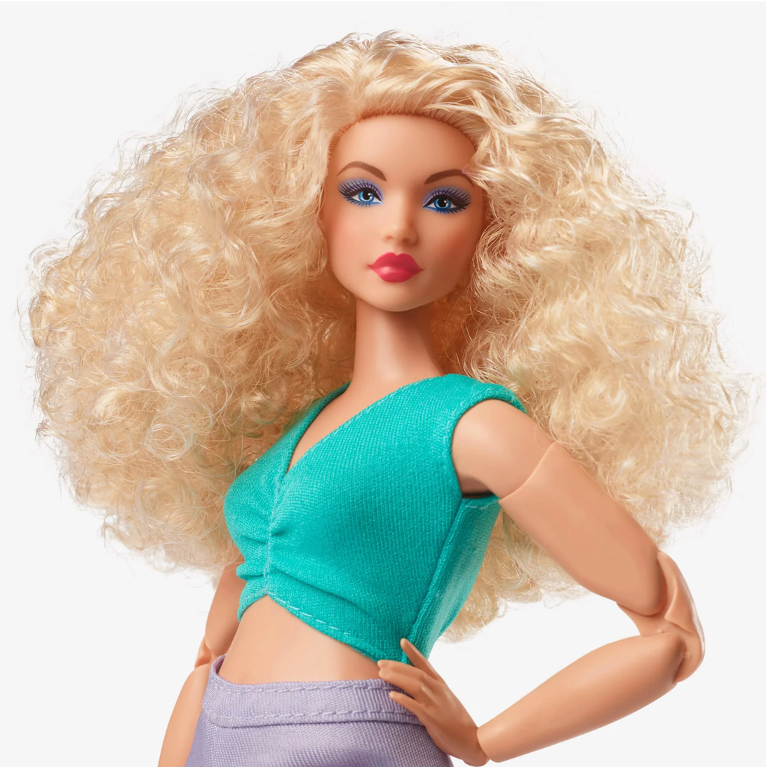 Barbie Signature Curvy Doll with Stunning Curly Blonde Hair and Trendy Looks