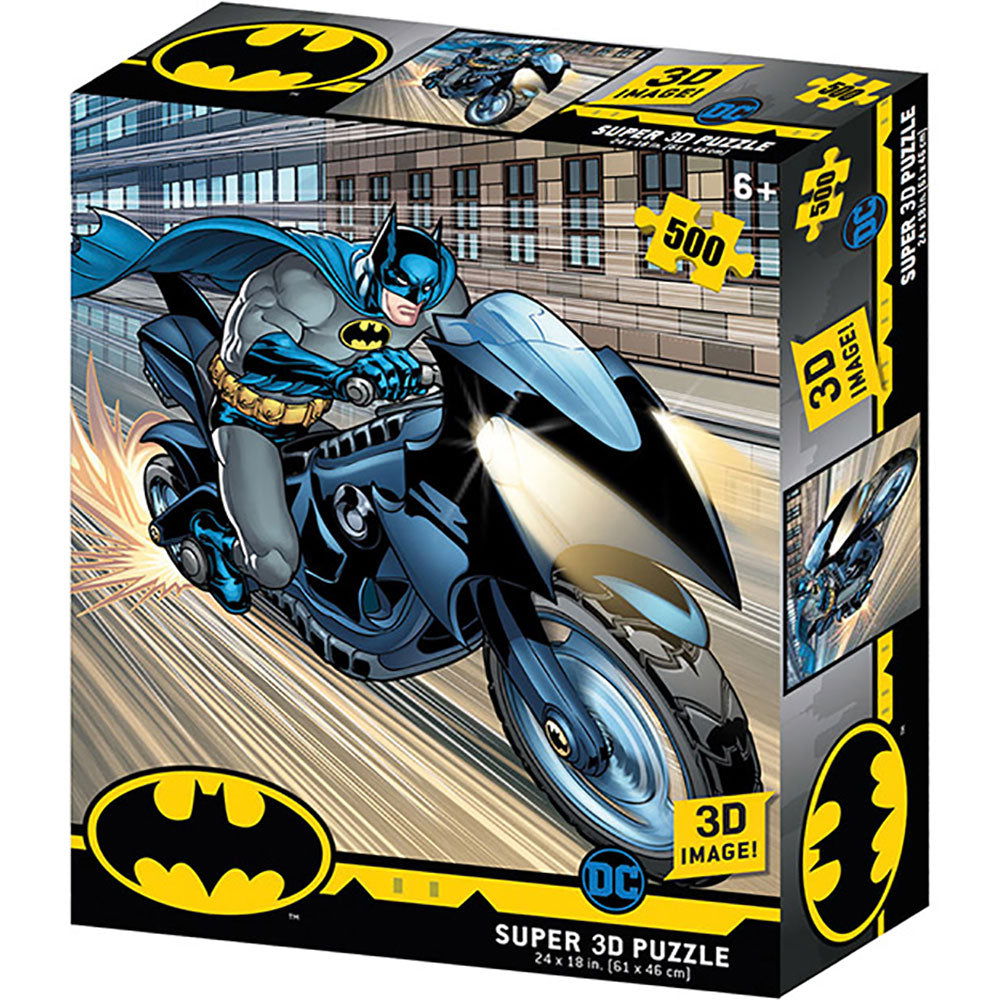 500-piece 3D Batman Batcycle Image Puzzle for Comics Fans