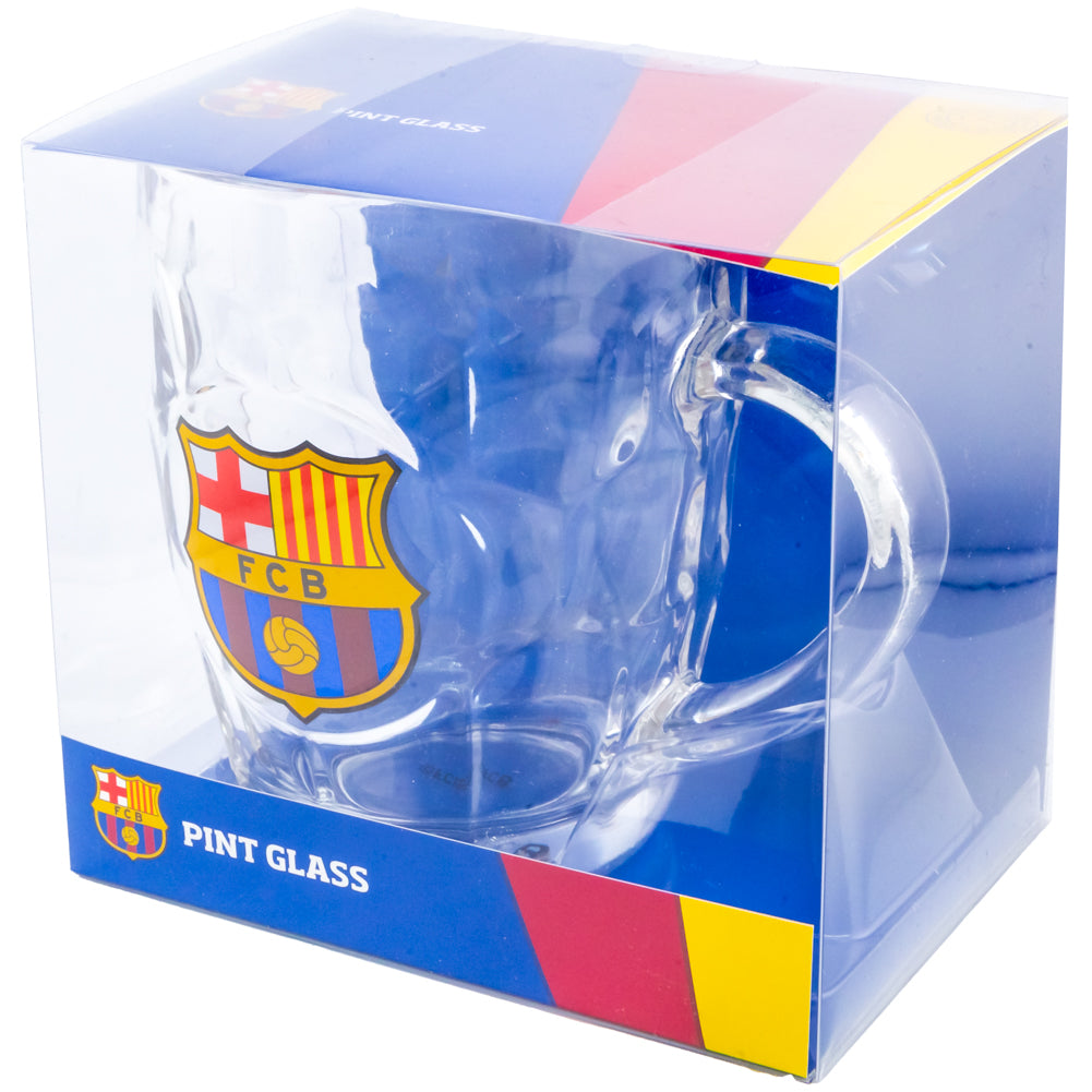 Full - Color FC Barcelona Dimple Design Glass Tankard for Fans